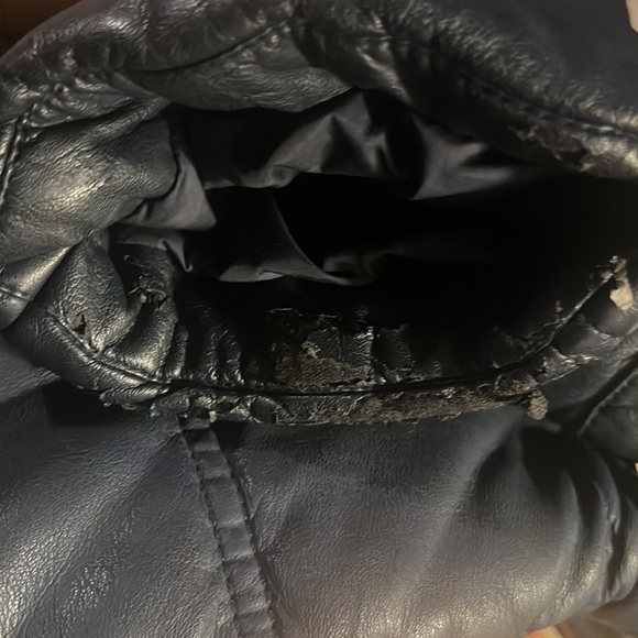 Mens L/G Navy Armani Exchange PU Leather Jacket - Picture 6 of 6